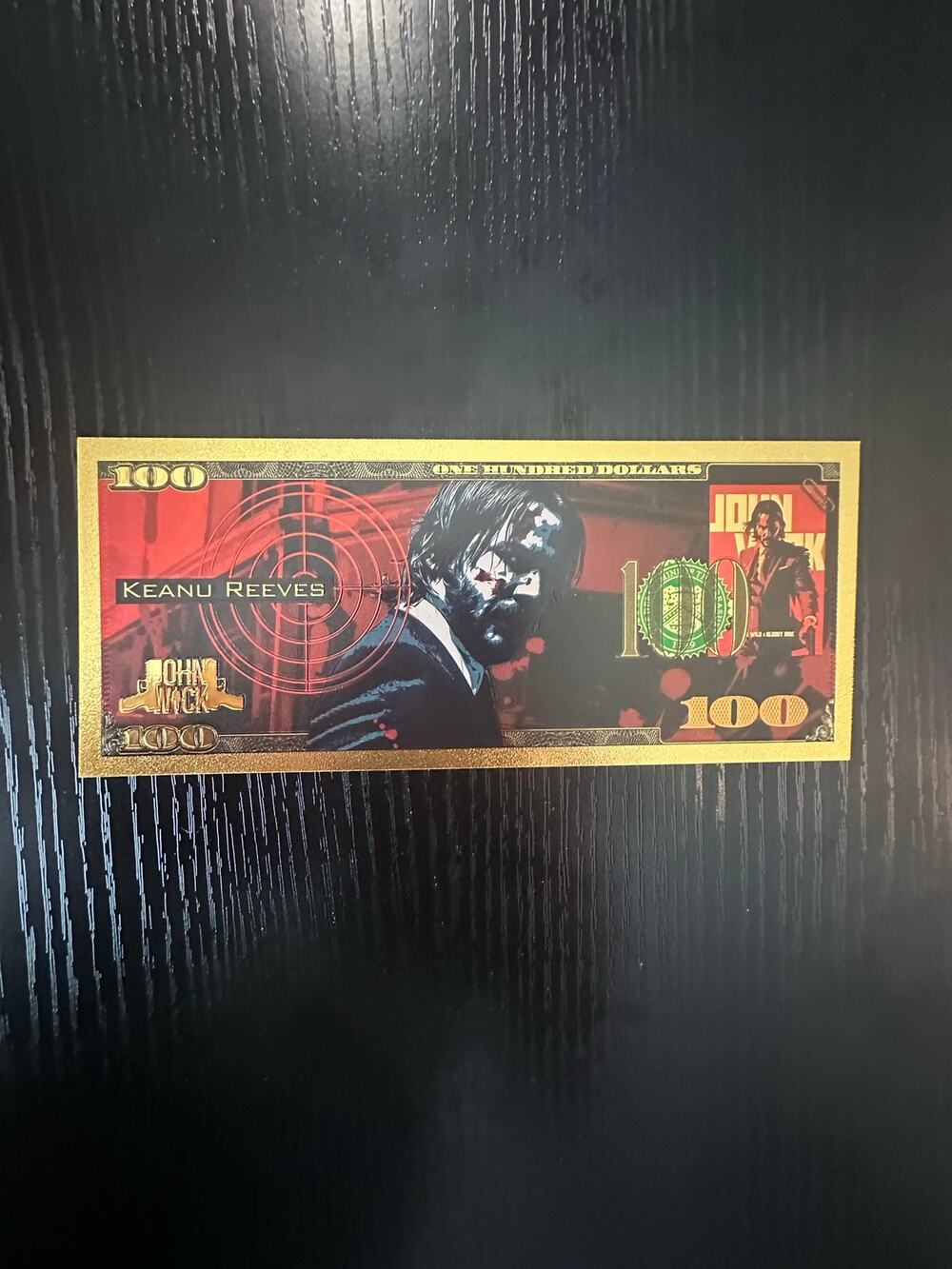 John Wick Keanu Reeves Gold Foil Novelty Note Action Movie Collectible